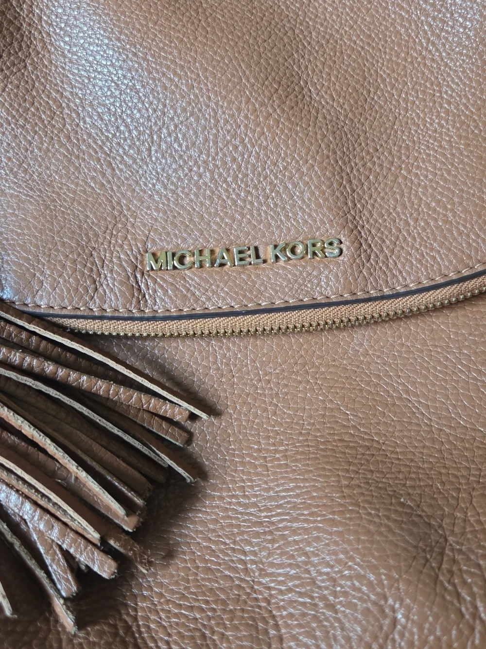 Michael Kors Tan Leather Shoulder Bag with Tassel